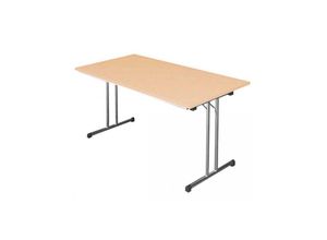 0759119994525 - Lüllmann ® - Klapptisch Besprechungstisch Kantinentisch Verkaufstisch Schreibtisch 120 x 80 cm Gestell Chrom   Platte Buche-Dekor - braun