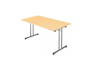 0759119994532 - Lüllmann ® - Klapptisch Besprechungstisch Kantinentisch Verkaufstisch Schreibtisch 120 x 80 cm Gestell Chrom   Platte Ahorn-Dekor - beige