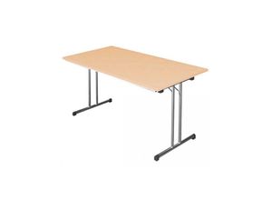 0759119994587 - Lüllmann ® - Klapptisch Besprechungstisch Kantinentisch Verkaufstisch Schreibtisch 140 x 80 cm Gestell Chrom   Platte Buche-Dekor 350611 - braun