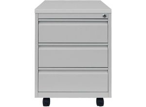 0759119997663 - Lüllmann - Profi Stahl Büro Rollcontainer Bürocontainer Holzabdeckplatte 3 Schubladen Maße 62x46x59cm ral 7035 Lichtgrau 505300 - grau