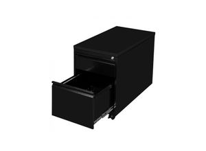 0759119997816 - Lüllmann - Stahl Büro Rollcontainer Bürocontainer mit Hängeregistratur und Metallabdeckplatte Maße 61x46x59cm ral 9005 Schwarz 505304 - schwarz