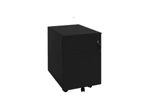 0759119997915 - Lüllmann - Stahl Büro Rollcontainer Bürocontainer mit Hängeregistratur Stahl-Abdeckplatte Maße 55 x 40 x 59 cm ral 9005 Schwarz 505901 - schwarz