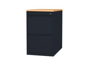 0759119997960 - Stahl Büro Standcontainer Bürocontainer mit Hängeregistratur Maße 75x46x79cm RAL 9005 Schwarz Buche-Dekor 509101 - schwarz