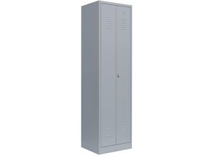 0759119998400 - Einzel Spind Spint Stahl-Kleiderschrank für Schwarz-Weiss-Trennung mittig schließend Gaderobenschrank 2 türig 180 x 60 x 50cm Lichtgrau 510420 - grau