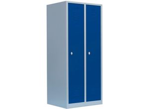 0759119998769 - Lüllmann - Steelboxx Spind Garderobenschrank Stahlschrank Metallschrank Kleiderspind 180 x 80 x 50cm Grau Blau 2 Abteile 515121 Abteilbreite ca 400