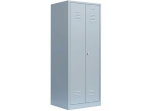 0759119998806 - Lüllmann - Komfort Einzel Spind Spint Stahl-Kleiderschrank für Schwarz-Weiss-Trennung mittig schließend Gaderobenschrank 2 türig 180 x 80 x 50cm