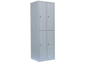 0759119999162 - Lüllmann - Spind Garderobenschrank Stahlschrank Fächerschrank Schließfachschrank 180 x 60 x 50cm Lichtgrau 4 Fächer Abteilbreite ca 300 mm 520220