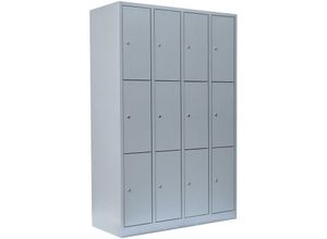 0759119999292 - Lüllmann ® - Schließfachschrank Wertfachschrank Fächerschrank Spind Umkleideschrank 12 Fächer-Spint Lichtgrau 520340 - grau