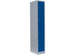 0759119999315 - Lüllmann ® - Schließfachschrank Wertfachschrank Fächerschrank Spind Umkleideschrank 4 Fächer-Spint Lichtgrau Blau 520411 - blau