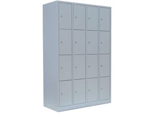 0759119999384 - Lüllmann - Schließfachschrank Wertfachschrank Fächerschrank Spind Umkleideschrank 16 Fächer-Spint Lichtgrau 520440 - grau