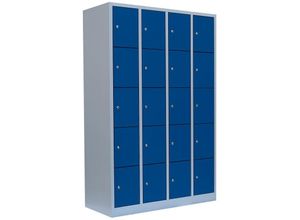 0759119999483 - Lüllmann ® - Schließfachschrank Wertfachschrank Fächerschrank Spind Umkleideschrank 20 Fächer-Spint Lichtgrau Blau 520541 - blau