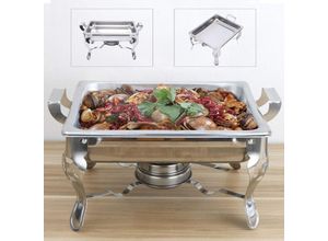 0759224100330 - Chafing Dish Quadratischer Warmhaltebehälter Edelstahl Speisewärmer mit Alkohol-Ofen Essen mit 6L Wärmebehälter für Buffets Hotels Hochzeiten