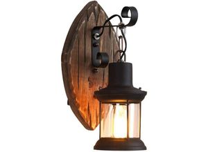 0759224103201 - Gojoy - Industrial Vintage Holz Wandleuchte Wandlampe Licht Beleuchtung Wohnzimmer Vintage Metall Wandleuchte 230x360mm für Treppenhaus Flur Cafe Bar