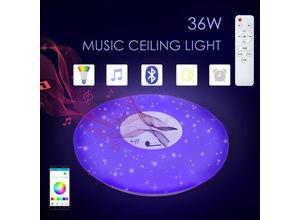 0759426226500 - Hengda - 36W led Deckenleuchte Bluetooth Musik Dimmbar Deckenlampe Fernbedienung Lautsprecher - Weiß