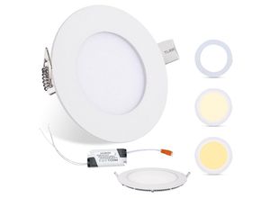 0759426229976 - Hengda - led Panel 10er Set Einbaustrahler 3W led Panellampe Rund Deckenstrahler Farbwechsel 3 in1 led Einbaustrahler IP44 Für Schlafzimmer Wohnzimmer