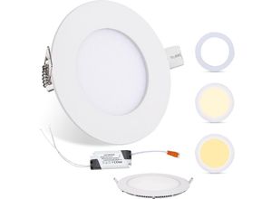 0759426229983 - Led Panel 10er Set Einbaustrahler 6W led Panellampe Rund Deckenstrahler Farbwechsel 3 in1 led Einbaustrahler IP44 Für Schlafzimmer Wohnzimmer…