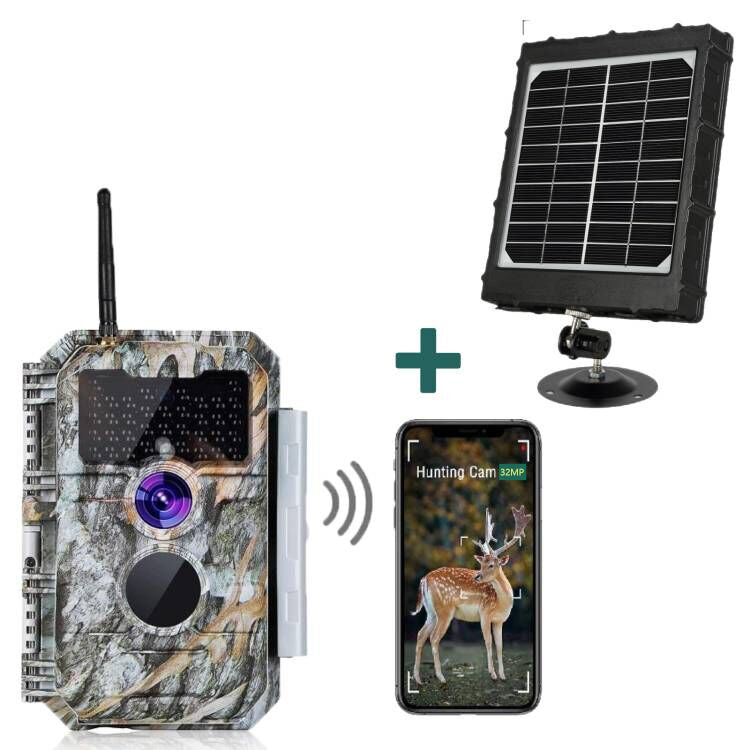 0760701993796 - Bundle Wildkamera Wildtierkamer Jagdkamera Wlan 32MP 1296P 01s Auslöserzeit Nachtsicht Bewegungsmelder 110°PIR und Solarpanel-Kits 8000mAh 12V 9V 6V | W600