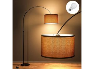 0761426186708 - Dekorative Bogenlampe led E27 9W 3000K Ø33CM Stoffschirm Leinen Beige 165-180 cm Stehlampe für Wohnzimmer Schlafzimmer Büro Hotel - Modlicht