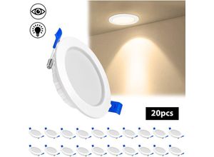 0762418228444 - Led Einbaustrahler Flach Einbauleuchte led Spots 450lm Einbauleuchten Deckenstrahler für Wohnzimmer Schlafzimmer Flur (20x 5W Warmweiß) - Aufun