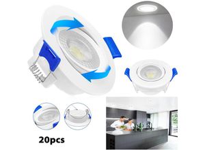 0762418228475 - Led Einbaustrahler Flach 20x 5W Einbauleuchte led Spots 230V Deckenstrahler IP21 für Wohnzimmer Schlafzimmer Flur Kaltweiß - Aufun