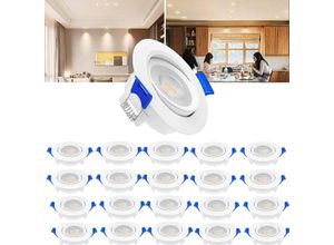 0762418228482 - Led Einbaustrahler Flach 20x 5W Einbauleuchte led Spots 230V Deckenstrahler IP21 für Wohnzimmer Schlafzimmer Flur Warmweiß - Aufun