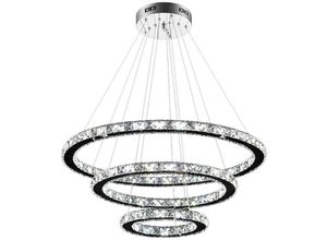 0762418228659 - 96W Moderne Kristall led Design Kreative Kronleuchter Hängelampe für Schlafzimmer Wohnzimmer Esszimmer (3 Ring  Kaltweiß 96W) - Aufun