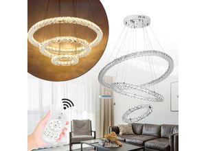 0762418228666 - 96W Moderne Kristall led Design Kreative Kronleuchter Hängelampe für Schlafzimmer Wohnzimmer Esszimmer (3 Ring  Dimmbar 96W) - Aufun