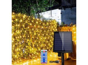 0762418239723 - Solar-Lichterketten Solar Lichternetz Außen 3x2m 250 LED Lichterkette Netz Solarlichterkettenetz 8 Modi Led Weihnachtsbeleuchtun Solar Warmweiß