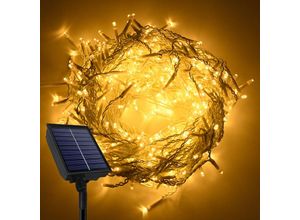 0762418239785 - Solar-Lichterketten 5m 200 LEDs Solar Lichterkette Außen Lichterwand Lichtervorhang mit Fernbedienung Warmweiß Solarlichterkette 8 Leuchtmodi HENGMEI