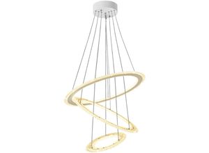 0762418374530 - Moderne led Kronleuchter 3-Ring Kristall Höhenverstellbare lampe 128W Dimmbar - Aufun