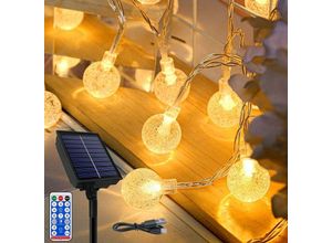 0762418541017 - Solar Lichterkette aussen 10m 80LEDs Lichternetz Warmweiß Lichterkettennetz mit 8 Leuchtmodi Speicherfunktion & Timer & usb & Transparent Lichtlinie