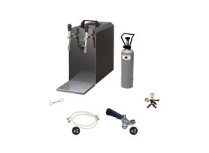 0762743499328 - Komplett Set - Zapfanlage STREAM 50 Bierkoffer Bierzapfanlage Durchlaufkühler 2-leitig Trockenkühler bis zu 55 Liter h - BLACK EDITION Zapfkopf 2NC AdapterZapfkopfKeyKeg