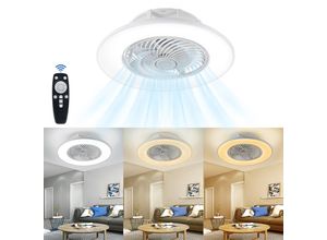 0763341448961 - UISEBRT Deckenventilator mit Beleuchtung Moderne LED Deckenleuchte Dimmbar Deckenlampe mit Ventilator & Fernbedienung Lüfterlicht 36W für Wohnzimmer