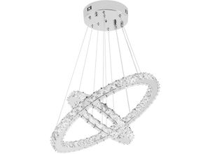 0763341452814 - 48W Zwei Ringe Kristall Hängelampe Deckenlampe Edelstahl Küche Pendelleuchte Schlafzimmer Kronchleuchter (Kaltweiß Ø30cm+Ø50cm) - Froadp