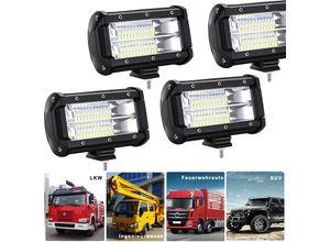 0763341658339 - Led Arbeitsscheinwerfer 72W led Zusatzscheinwerfer Offroad Scheinwerfer 10800LM 10-30V 6000K Arbeitslicht Wasserdicht IP67 (4 x 72W) - Aufun