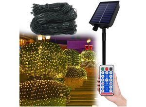 0763341659916 - Solar Lichternetz mit Fernbedienung & 8 Modi ip 44 Wasserdicht Solar Lichter Netz Warmweiß für Gartendeko Balkon(6x4M 480LED) - Aufun