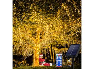0763341659930 - Eisregen Solar Lichterkette Außen und Innen led Weihnachtsbeleuchtung Beleutung mit IP44 Wasserdicht & Timer für Weihnachtsdeko Balkon