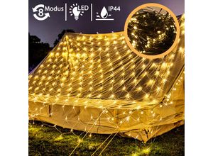 0763341670690 - 6x4m Lichterketten led Lichternetz IP44 Wasserdicht Lichterkette Vorhang mit 480 Warmweiß LEDs & Stecker Weihnachtsdeko Fairy Lights mit 8 Leuchtmodi