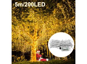 0763341670737 - 5m Lichterketten Eiszapfen led Vorhang 200 LEDs Transparent Regenkette 8 Lichtmodi Aesthetic Weihnachts Warmweiß Partydekoration Lichtervorhang