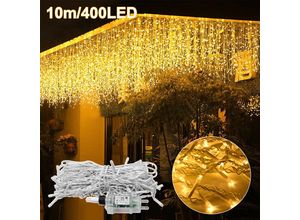 0763341670744 - 10m Lichterketten Eiszapfen led Vorhang 400 LEDs Transparent Regenkette 8 Lichtmodi Aesthetic Weihnachts Warmweiß Partydekoration Lichtervorhang