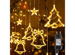 0763341670805 - Weihnachten Lichterketten Innen 138 led Warmweiß Kristall Weihnachten String Lichte mit 8 Modi & Speicherfunktion Außenlichterkette IP44 Wasserdichte