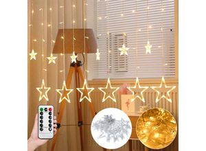 0763341670829 - Froadp 3m Stern LED Vorhang Lichterketten Transparent Regenkette 8 Lichtmodi Lichtkette mit 138 LEDs & Fernbedienung Warmweiß Weihnachten Deko