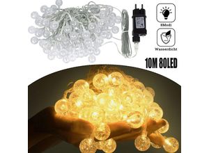 0763341670836 - Froadp - 10m Lichterketten Innen 80 led Warmweiß Kristall Kugel String Lichte mit 8 Modi & Speicherfunktion IP44 Wasserdichte Transparent 0763341670836 - Froadp - 10m Lichterketten Innen 80 led Warmweiß Kristall Kugel String Lichte mit 8 Modi & Speicherfunktion IP44 Wasserdichte Transparent