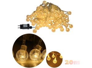 0763341670850 - Froadp - 20m Lichterketten Innen 160 led Warmweiß Kristall Kugel String Lichte mit 8 Modi & Speicherfunktion IP44 Wasserdichte Transparent