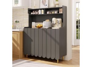 0763492776029 - Oihpaw - Sideboard Wohnzimmer 120x40x151 cm Buffetschrank Moderner Schlichter Stil Aufbewahrungsschrank Vitrinenschrank mit Offenes