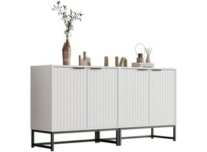 0763492776159 - Sideboard mit 4 Türen Küchenschrank Style Moderne Schubladenschrank Hohe Tragfähigkeit Mehrzweckschrank mit Metallgriffen und Rahmenbeinen