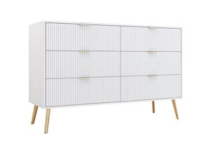 0763492776166 - Oihpaw - Sideboard Weiß Modernes Kommode 6 Schubladen Küchenschrank mit Vergoldeten Beinen und Griffen Mehrzweckschrank Große Kapazität 120 x 78