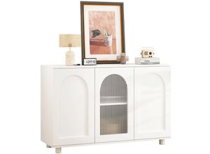 0763492776333 - Oihpaw - Sideboard mit 3 Türen Küchenschrank Glastür Kommode U-förmig Einfaches Design Mehrzweckschrank Hohe Belastung Verstellbare Regalhöhe