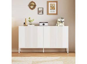 0763492776418 - Oihpaw - Sideboard mit 4 Türen Küchenschrank Mehrzweckschrank für Wohnzimmer Kommode 4-türig grifflose Tür Metallrahmen Regal Höhenverstellbar