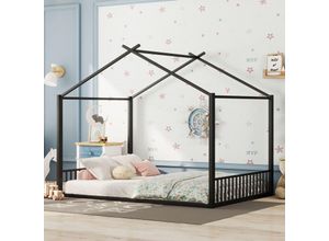 0763492776746 - Kinderbett Hausbett 140x200cm Bodenbett Hausbett für Mädchen Jungen Kinder Bett aus Metall und mdf Stabiles Jugendbett Kinderhaus Kinderbett mit